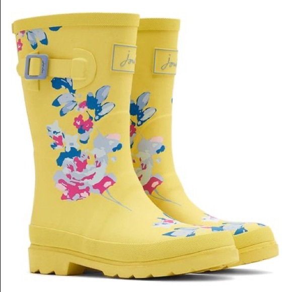 Joules Other - Joules girls Yellow & Pink Floral Welly Rain Boot